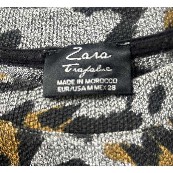 Zara Trafulac Womens Crew‎ Neck Gray Blk Brn Sweater Dress Medium - Picture 6 of 6